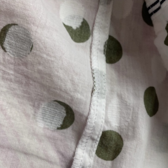 Talbots Green and White Polka Dot Button Down Shirt Petite - Picture 3 of 5